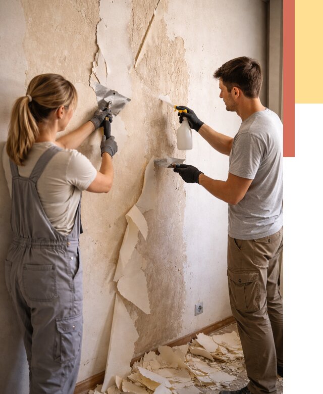 Снятие старых обоев в Назрани от 5393 руб. под ключ недорого | ОТДЕЛОЧНИК-Нзр