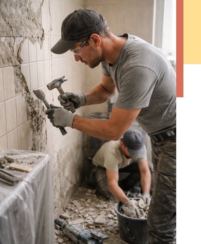 Демонтаж плитки со стен в Назрани от 873 руб. — быстро и недорого | ОТДЕЛОЧНИК-Нзр