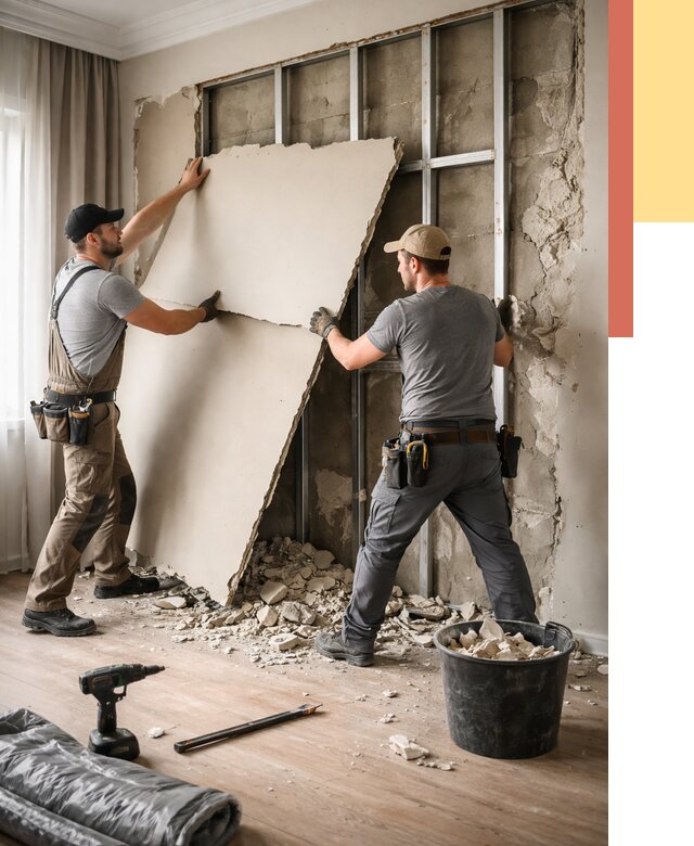 Демонтаж гипсокартона со стен в Назрани от 360 руб. — услуги демонтажа | ОТДЕЛОЧНИК-Нзр