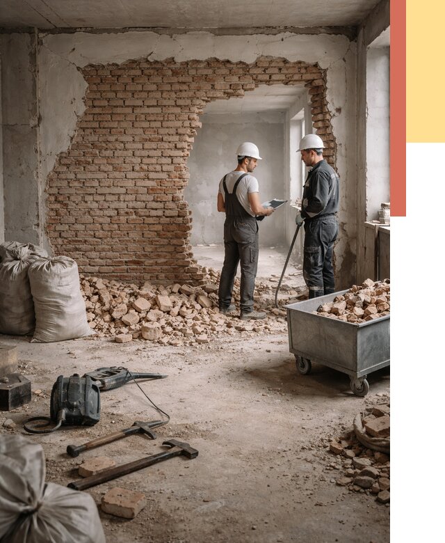 Демонтаж кирпичных стен в Назрани от 4314 руб. — быстро, недорого, под ключ | ОТДЕЛОЧНИК-Нзр