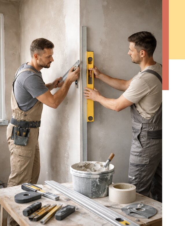 Выведение углов стен в Назрани от 1900 руб. быстро и недорого | ОТДЕЛОЧНИК-Нзр