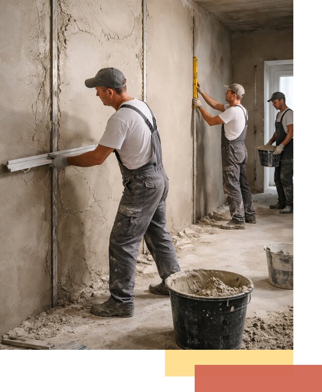 Штукатурка стен по маякам в Назрани — точная и ровная поверхность