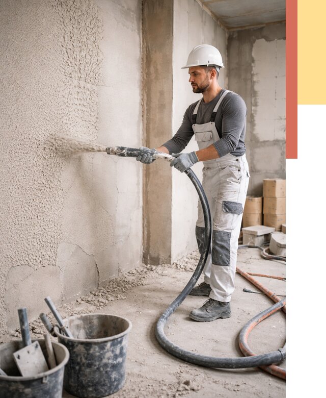 Машинная штукатурка стен в Назрани под ключ от 6677 руб./м2 | ОТДЕЛОЧНИК-Нзр