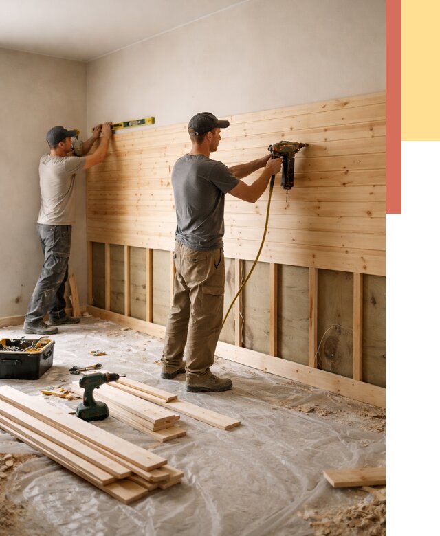 Монтаж деревянной вагонки на стены в Назрани от 7704 руб. | Услуги монтажа вагонки | ОТДЕЛОЧНИК-Нзр