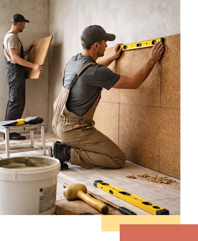 Монтаж пробковых панелей на стены в Назрани быстро и качественно