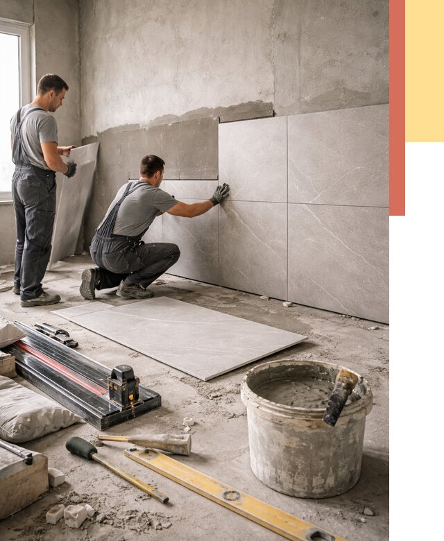 Облицовка стен керамогранитом в Назрани от 4314 руб./м² — услуги под ключ | ОТДЕЛОЧНИК-Нзр