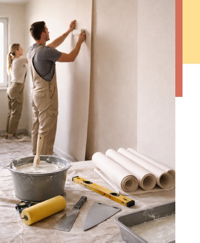 Поклейка бумажных обоев в Назрани от 5650 руб./м2 — быстро и недорого | ОТДЕЛОЧНИК-Нзр