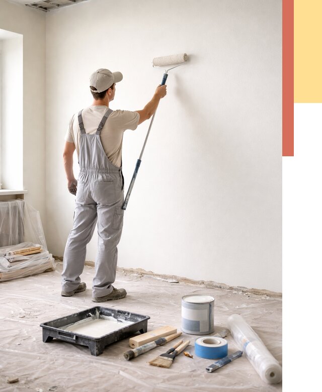 Покраска стен водоэмульсионной краской в Назрани от 462 руб. за м² | ОТДЕЛОЧНИК-Нзр