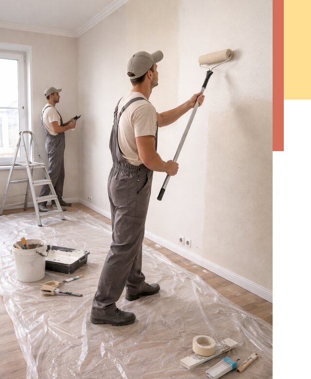 Покраска стен акриловой краской в Назрани от 3595 руб./м² — быстро и недорого | ОТДЕЛОЧНИК-Нзр