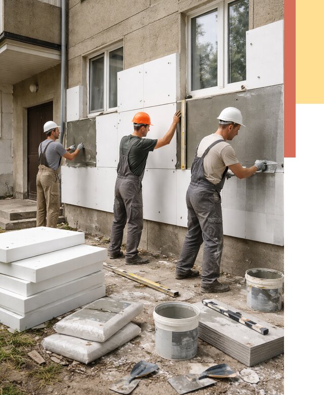 Утепление стен пенопластом в Назрани от 1798 руб. — недорого и под ключ | ОТДЕЛОЧНИК-Нзр