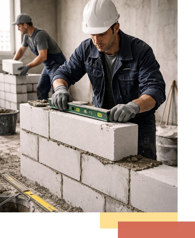 Кладка перегородок из пеноблока под ключ в Назрани