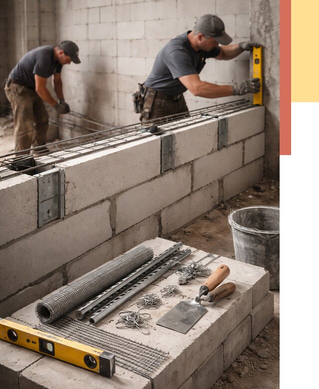 Армирование кладки перегородок в Назрани от 770 руб. под ключ | ОТДЕЛОЧНИК-Нзр