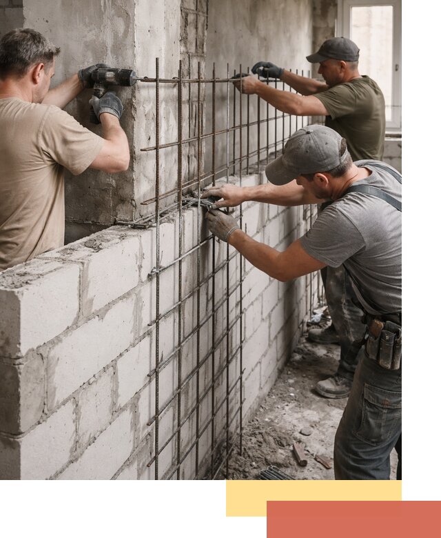 Армирование кладки перегородок в Назрани профессионально и надёжно