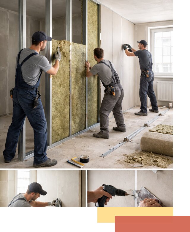 Перегородка из гипсокартона с шумоизоляцией в Назрани — монтаж под ключ