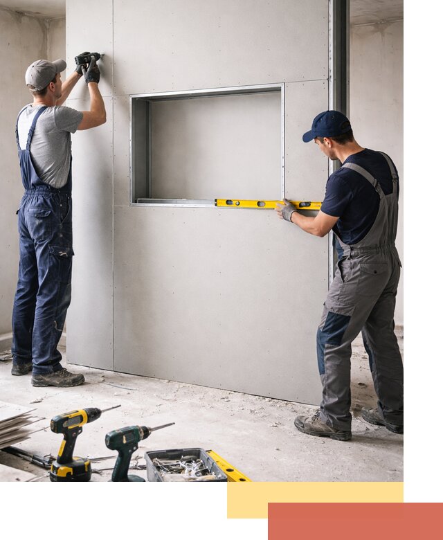 Перегородка из гипсокартона с нишей под декор в Назрани