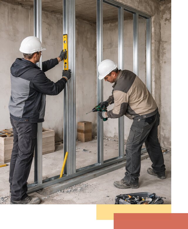 Монтаж каркаса перегородки из профиля в Назрани