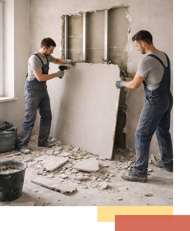 Демонтаж перегородки из гипсокартона в Назрани быстрый и аккуратный