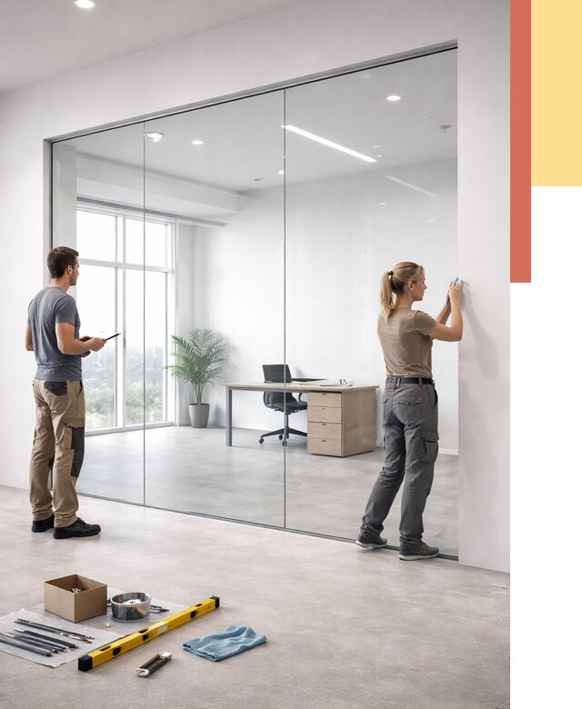 Перегородки из закаленного стекла в Назрани от 9758 руб. под ключ | ОТДЕЛОЧНИК-Нзр