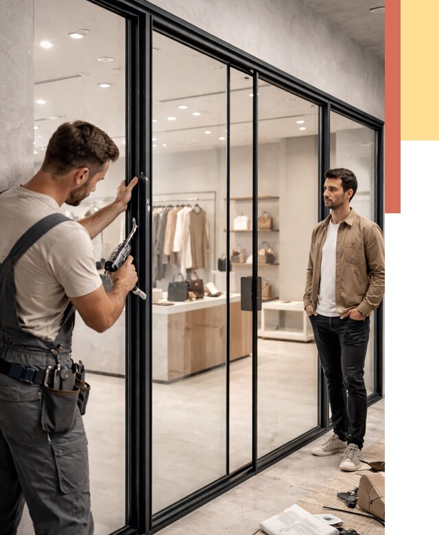 Стеклянные перегородки для магазинов в Назрани от 8423 руб. под ключ | ОТДЕЛОЧНИК-Нзр