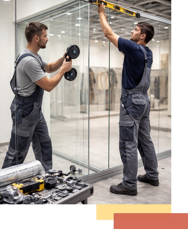 Стеклянные перегородки для магазинов в Назрани — монтаж и установка