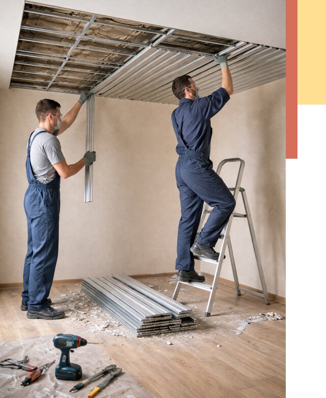 Демонтаж реечного потолка в Назрани от 4622 руб. быстро и недорого | ОТДЕЛОЧНИК-Нзр