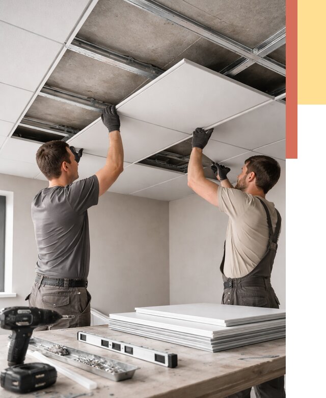 Монтаж кассетного потолка в Назрани от 4622 руб/м2 — установка и сборка | ОТДЕЛОЧНИК-Нзр