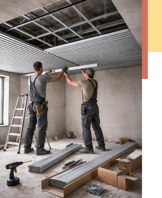 Монтаж реечного потолка в Назрани от 4622 руб. под ключ | ОТДЕЛОЧНИК-Нзр