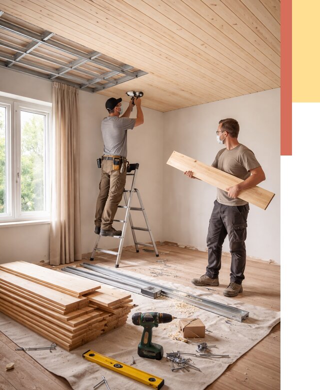 Монтаж потолка из вагонки в Назрани от 6677 руб. | Быстро и недорого — ОТДЕЛОЧНИК-Нзр