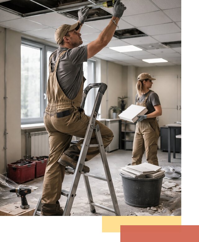 Ремонт потолка Армстронг и замена плит в Назрани