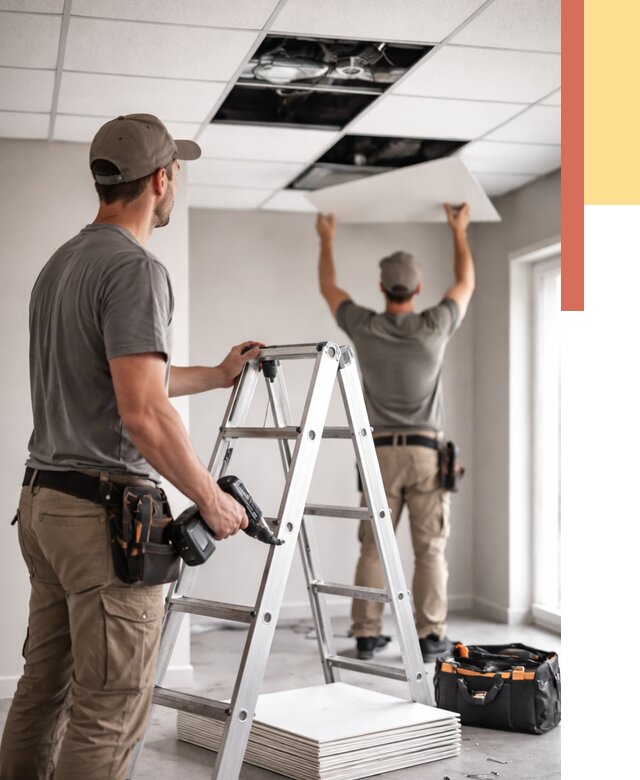 Обслуживание подвесного потолка в Назрани от 3595 руб. — быстро и недорого | ОТДЕЛОЧНИК-Нзр