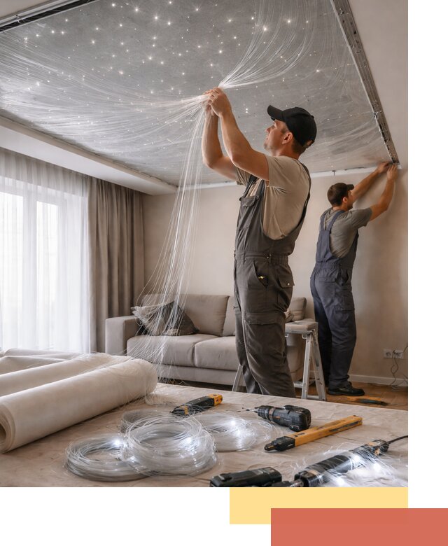 Монтаж натяжного потолка «Звездное небо» в Назрани