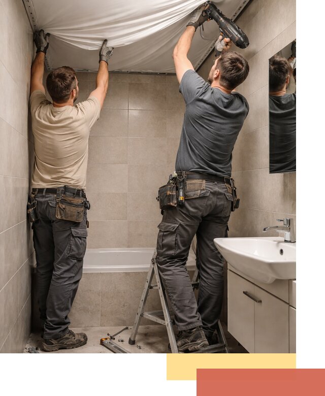 Монтаж натяжного потолка в ванной в Назрани быстро и качественно