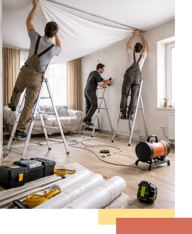 Монтаж натяжного потолка в гостиной в Назрани