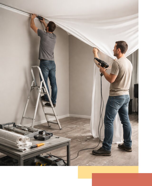 Монтаж натяжного потолка в студии в Назрани