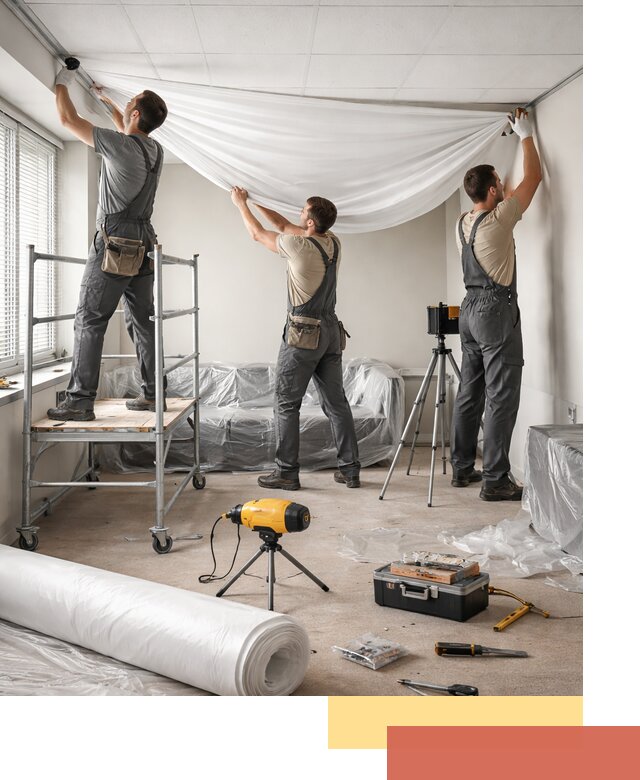 Монтаж натяжного потолка в офисе в Назрани