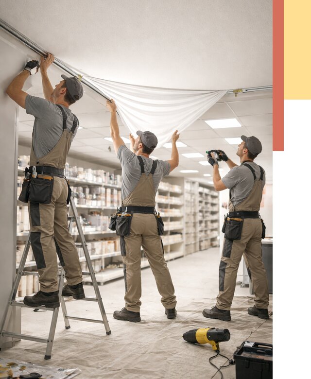 Монтаж натяжного потолка в магазине в Назрани от 4622 руб. быстро и недорого | ОТДЕЛОЧНИК-Нзр