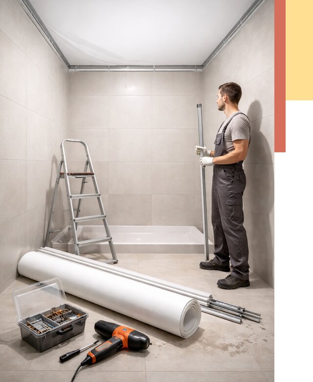 Монтаж натяжного потолка в санузле в Назрани от 1900 руб. — ОТДЕЛОЧНИК-Нзр