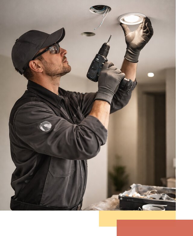 Установка точечных светильников в натяжной потолок в Назрани