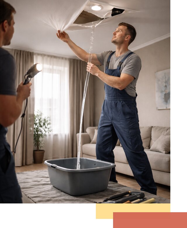 Слив воды с натяжного потолка в Назрани быстро и аккуратно