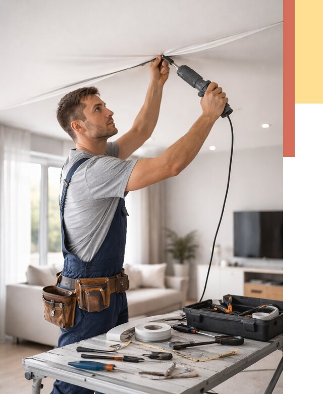 Ремонт натяжных потолков в Назрани от 9758 руб. под ключ — ОТДЕЛОЧНИК-Нзр