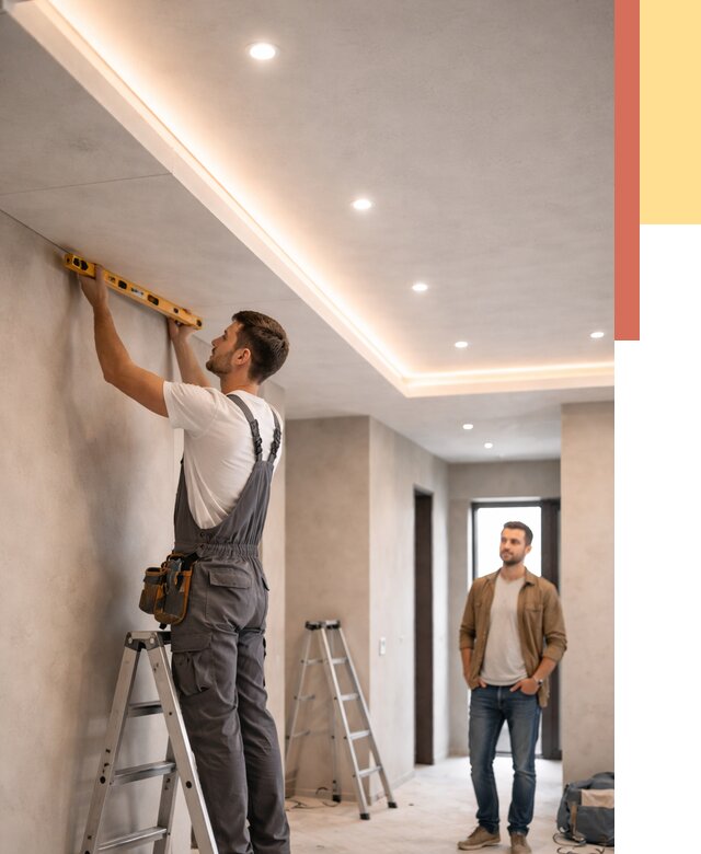 Потолок из гипсокартона с подсветкой в Назрани от 770 руб./м2 под ключ | ОТДЕЛОЧНИК-Нзр