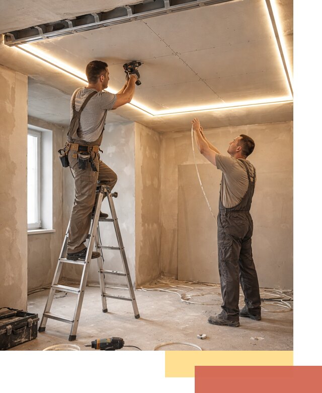 Потолок из гипсокартона с подсветкой в Назрани