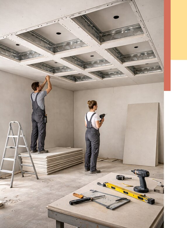 Кессонный потолок из гипсокартона в Назрани от 1900 руб. — монтаж и под ключ | ОТДЕЛОЧНИК-Нзр