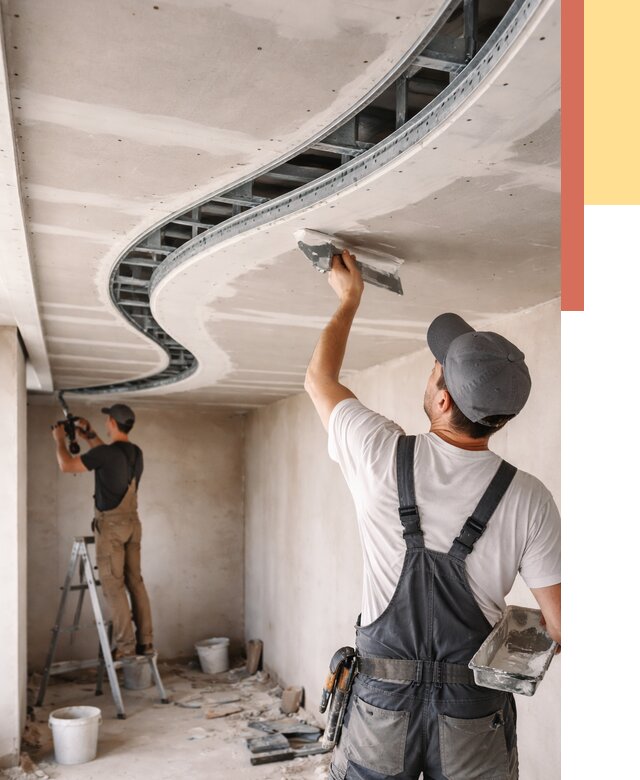 Криволинейный потолок из гипсокартона в Назрани от 2157 руб./м2 | ОТДЕЛОЧНИК-Нзр