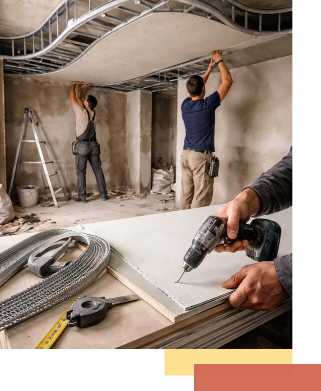 Криволинейный потолок из гипсокартона в Назрани — монтаж и отделка