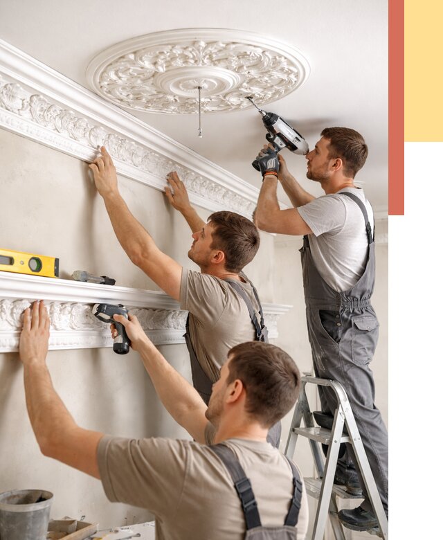 Монтаж лепнины на потолок в Назрани от 3287 руб. быстро и недорого | ОТДЕЛОЧНИК-Нзр